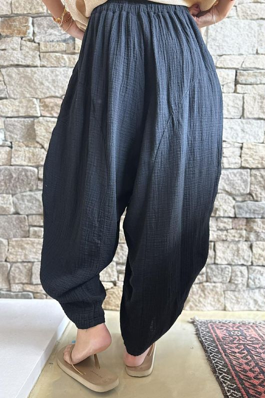 Tasha Cushion Cotton Sia Barrel Pant Black
